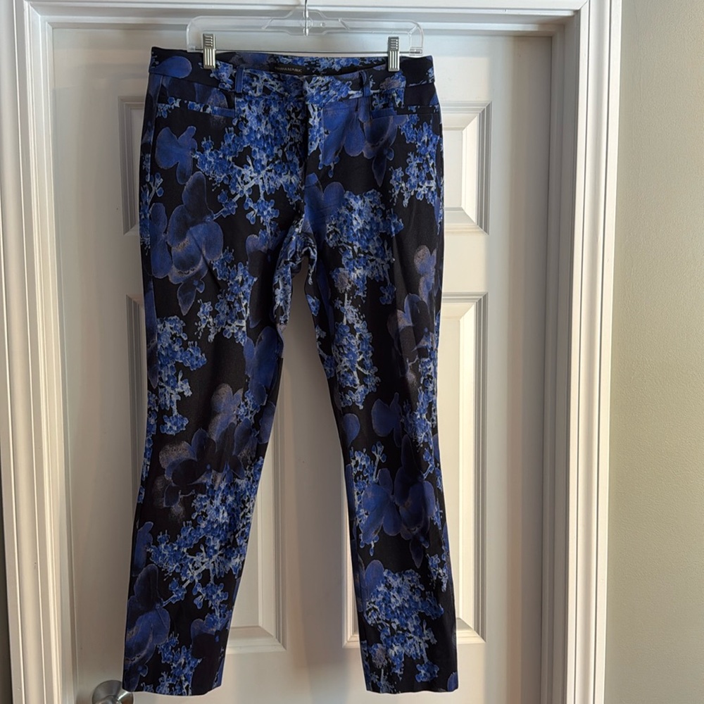 Black and blue floral dress pants